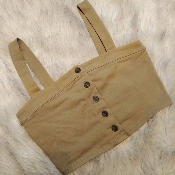 Olive Green Forever 21 Button-Up Tank Top - Picture 2 of 2